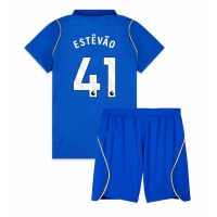 Camisa de Futebol Chelsea Estevao Willian #41 Equipamento Principal Infantil 2026-27 Manga Curta (+ Calças curtas)